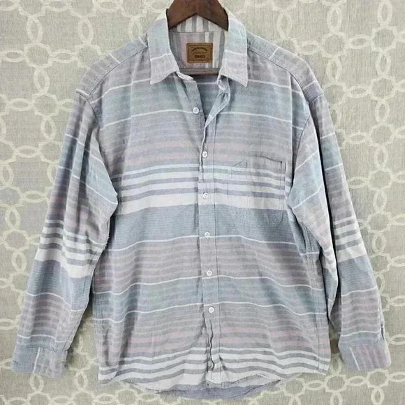 St. John's Bay Men's L Cotton Stiped Button Down Long sleeve Shirt - Picture 1 of 7